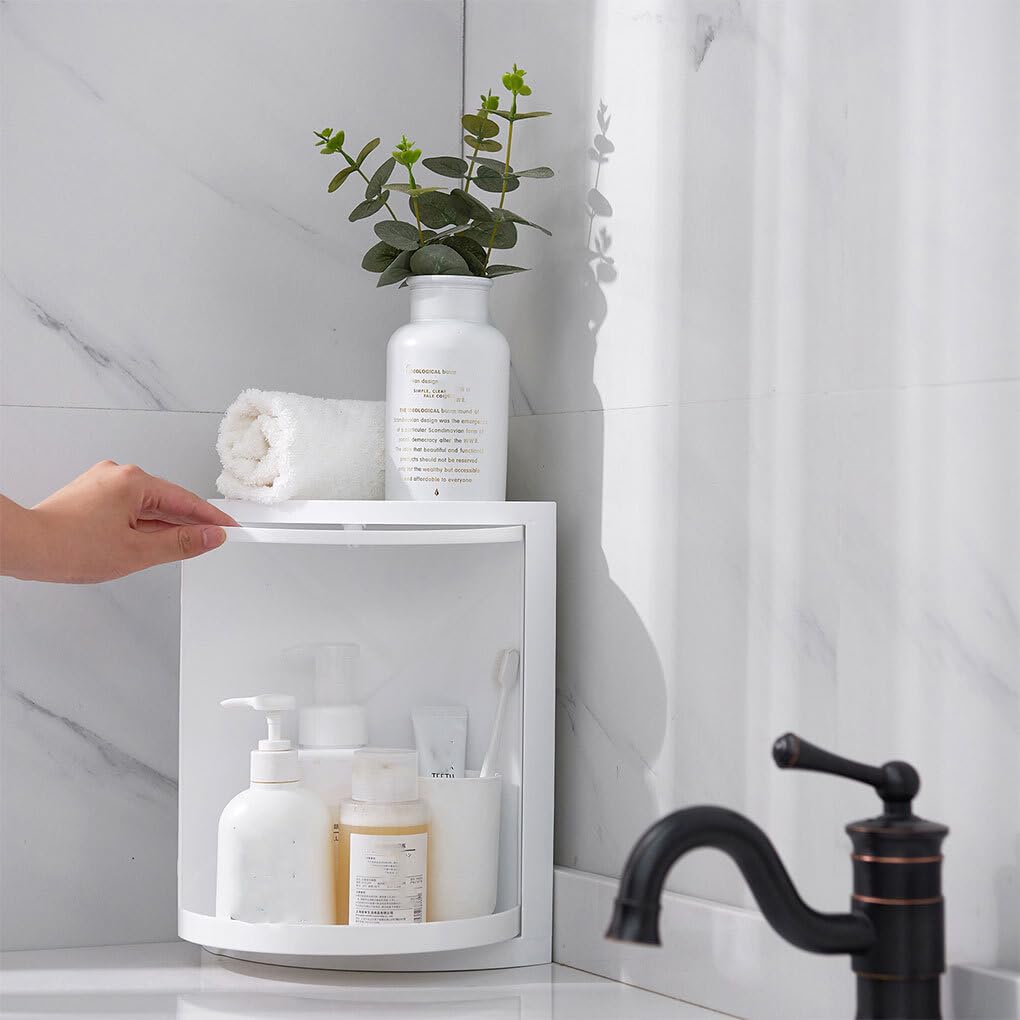 Estante de baño esquinero impermeable que ahorra espacio, fácil de instalar, estante de almacenamiento de plástico gris multifuncional para el hogar nizado, perfecto para espacios pequeños