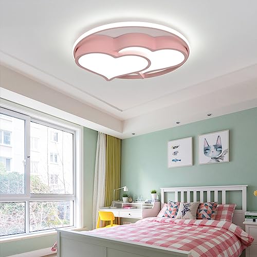 Plafonnier LED enfant rose en forme de cœur réglable avec télécommande