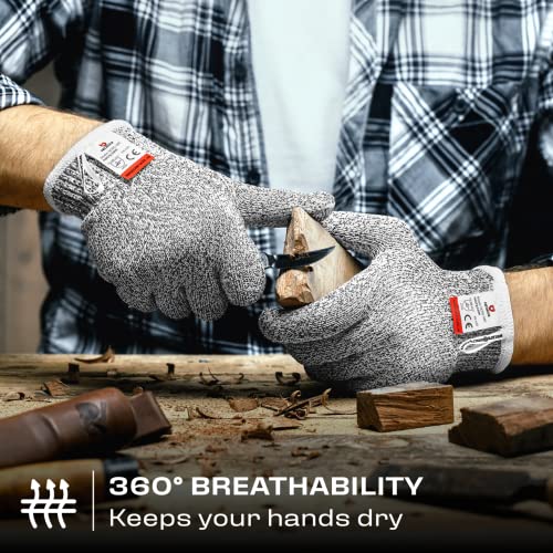 Nocry Premium Cut Resistant Gloves — 100% Food Grade; Level 5 Protection; Ambidextrous; Machine Washable; Superior Comfort And Dexterity; Lightweight; Complimentary Ebook #TOP4