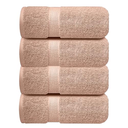 Image of Sulfar 100% Combed Cotton, Quick Drying Highly Absorbent Thick Bathroom Towels, Luxury Bath Towel Set (Pack of 4, 70 X 140 cm) - 600 GSM (Nature Lux)