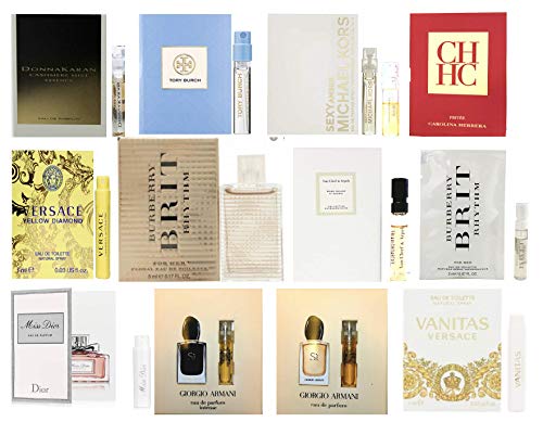 Golden Mermaid's Choice: Designer Fragrance Samples for Women - Sampler Lot x 12 Perfume Vials with one Mini 5ml-Great for Even Gifts!