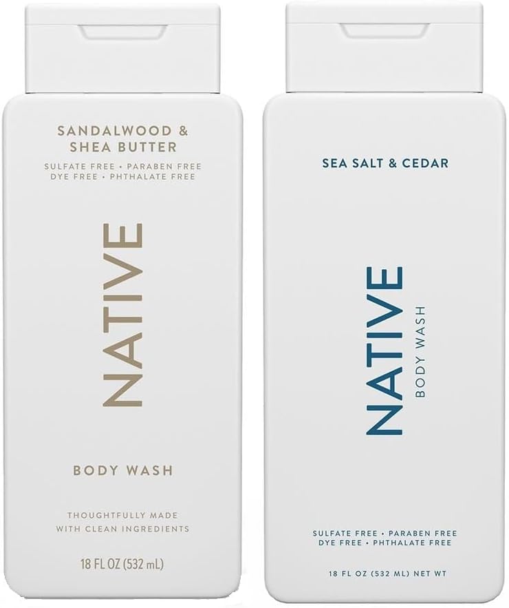 Body Wash 2-Pack: Sandalwood & Shea Butter + Sea Salt & Cedar (18 fl oz each)
