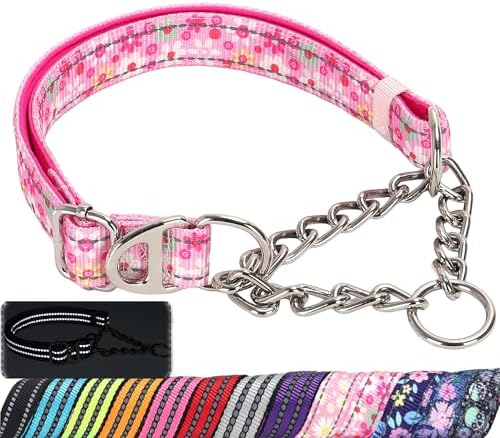 Reflective Martingale Dog Collar with Soft Padded,Adjustable Heav...