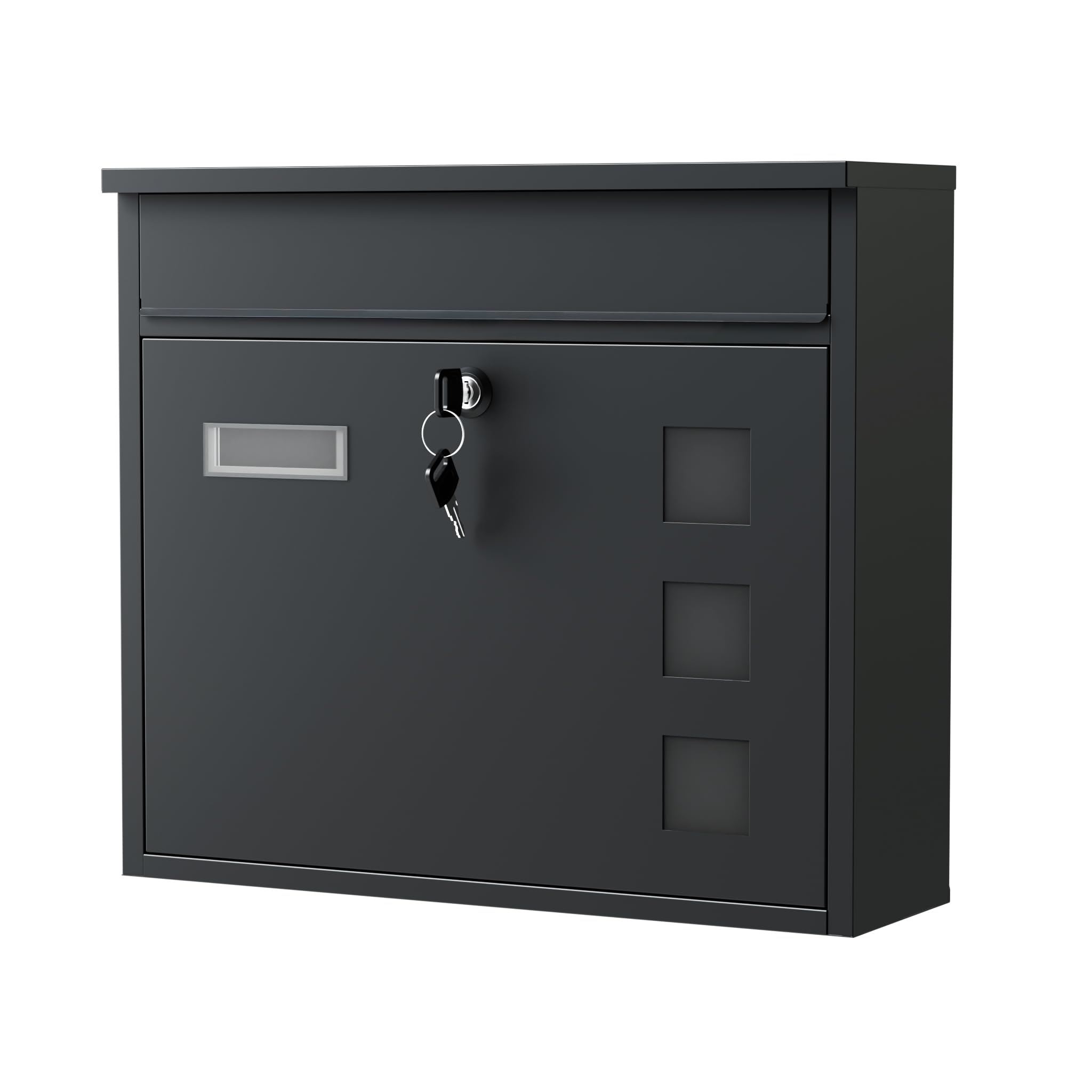Wiltec Black Design Mailbox V12 Letterbox Postbox Pillar Letter Mail Post Box