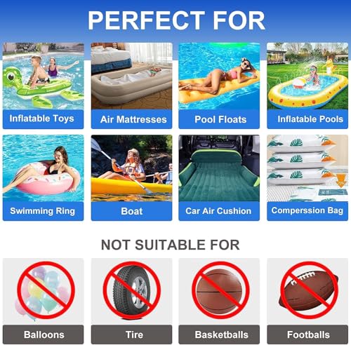 Image of Electric Air Pump, Electric Pump for Inflatables, 150W Pool Pumps, Portable Deflator Pumps with 3 Nozzles for Air Mattress, Swimming Ring | Black