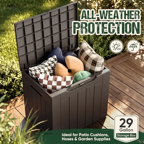 Image of Devoko 29 Gallon Deck Box, Waterproof Resin Outdoor Storage Box