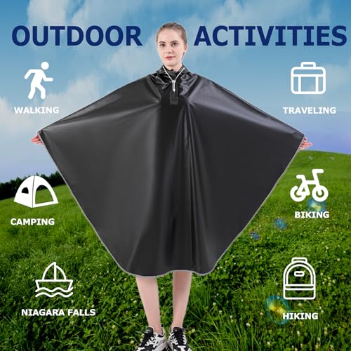 Waterdichte Fietsponcho, Wielrenregenponcho‘s voor Heren, Multifunctionele Regen Cape Outdoor Draagbaar Fietsponcho voor Fietsen, Mountainbikes, Elektrische Fietsen (Zwart) - Afbeelding 5