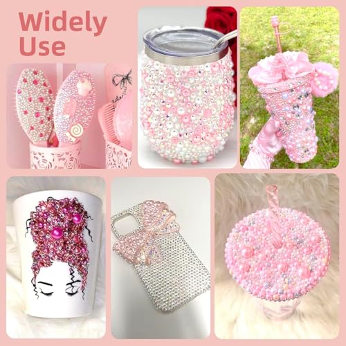 Image of 9000Pcs Flatback Pearls for Crafting, Pink Blue Red Purple White Half Pearls Beads, 3-8mm Color Half Round ABS Flatback Pearl Beads Gems Bedazzling for Nails Art Crafts DIY Shoes Clothes Bags