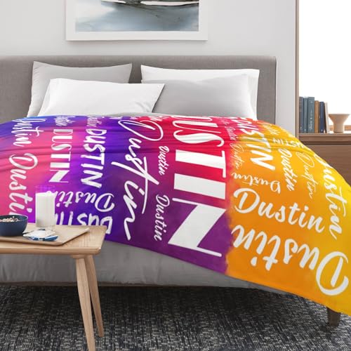 Name Blanket Personalized Name Blanket Customized Blanket with Name Text for Adult Kid Birthday Christmas Mothers Fathers Valentines Day Gift