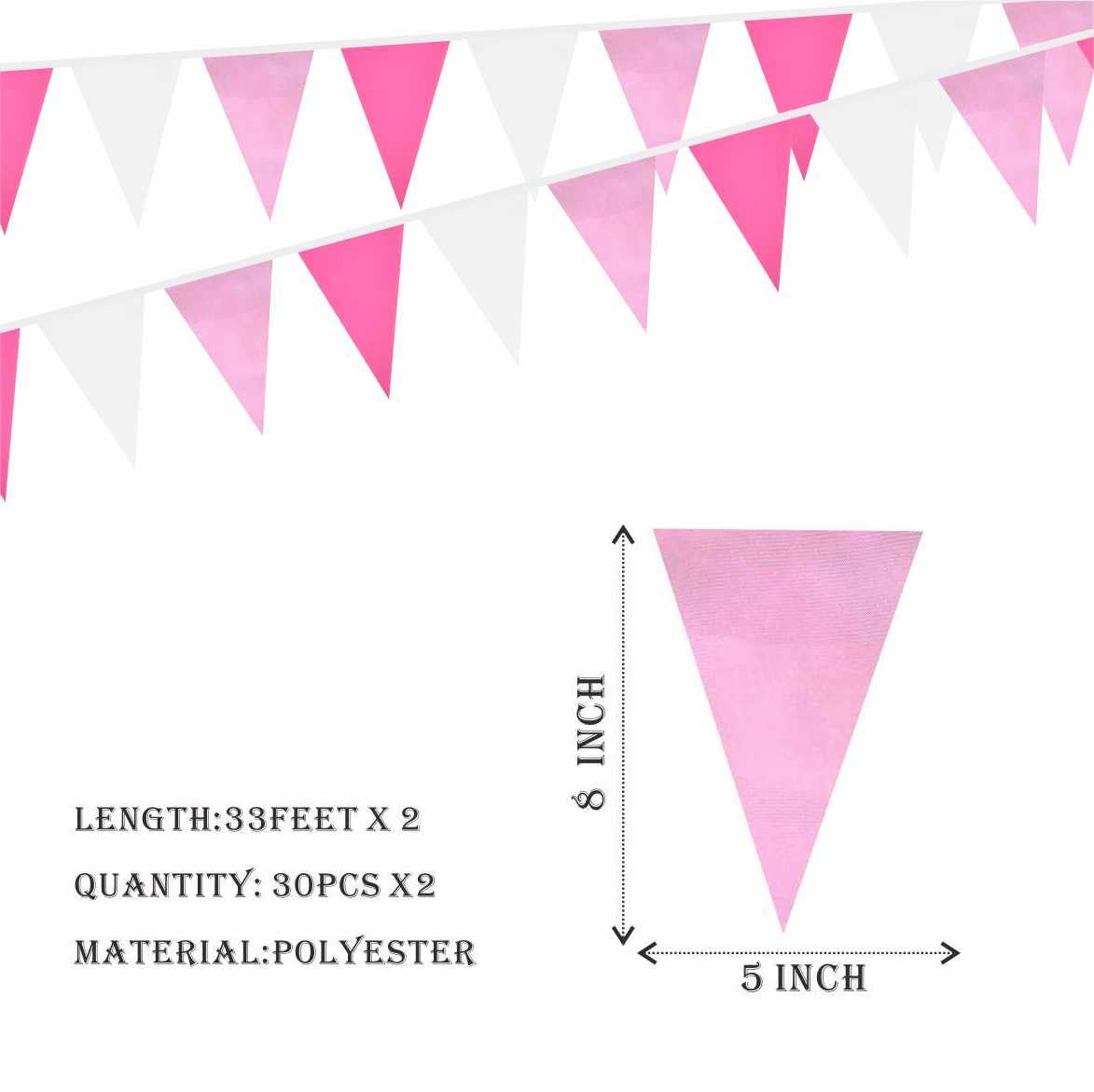 Wimpelkette, Wimpelkette, Dreiecksflagge, Dekoration für Hochzeit, Geburtstag, Babyparty, große Öffnung, 60 Stück