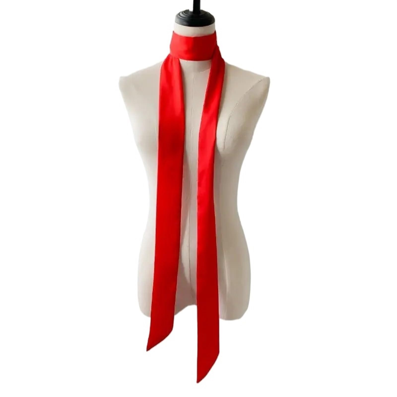 Ygleeuli Women's Red Silk Satin Long Skinny Hair Scarf For Headband Cute Neckerchief Solid Colors Fashion Bag Scarves For For Travel(Red)