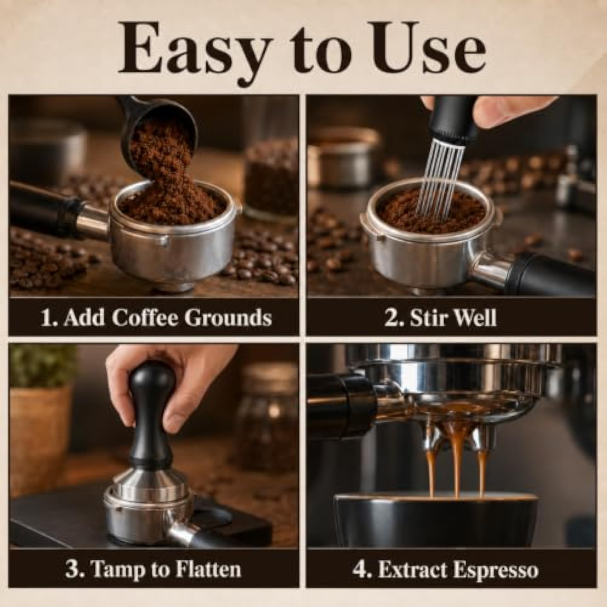 WDT Tool Coffee Stirrer with Stand, Stainless Steel