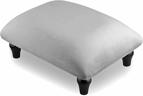 Miniatura 9 de YOYETECO Taburete pequeño otomano con patas de madera estables tapizado, reposapiés acolchado, reposapiés para camas altas, silla de asiento, sofá,