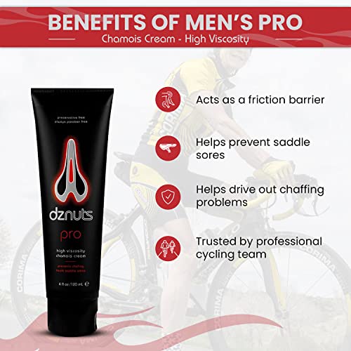 Dznuts Men's Pro Chamois Cream, Anti -Chafing Cream For Saddle Sores, Chafing, Rubbing, Inner Thighs Friction For Cyclists, Runners, Triathletes - 1 Pack (4 Fl Oz Each) #TOP3