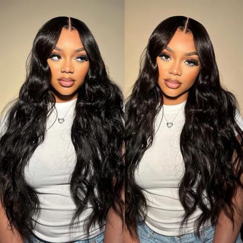 Uveous 13x6 Lace Front Wigs Human Hair HD Body Wave Lace Front Wigs Human Hair Pre Plucked 180 Density Frontal Wigs Human Hair wigs for Black Women Glueless Wigs Human Hair Pre Plucked wig 24 Inch