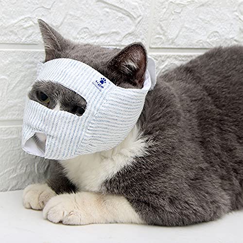 A+a Pets' Soft & Breathable Cat Anti-Bite Muzzle Mask Soft Cotton | Nose Opening | Bite Prevention (Eyes Open, Medium)