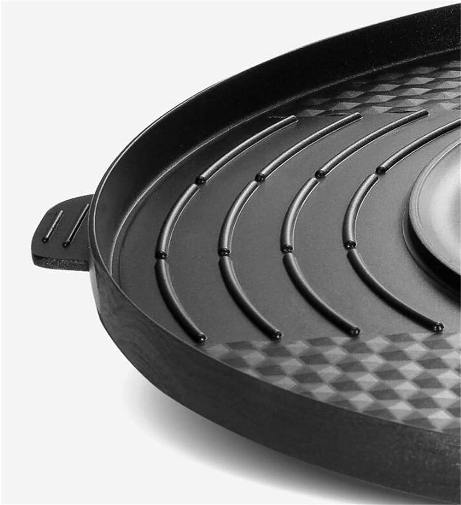 Parrilla Eléctrica Plancha de Asar 2 en 1 Olla Caliente eléctrica Parrilla para Barbacoa Shabu Pot con Control de Temperatura Independiente 1016(Color:Black)