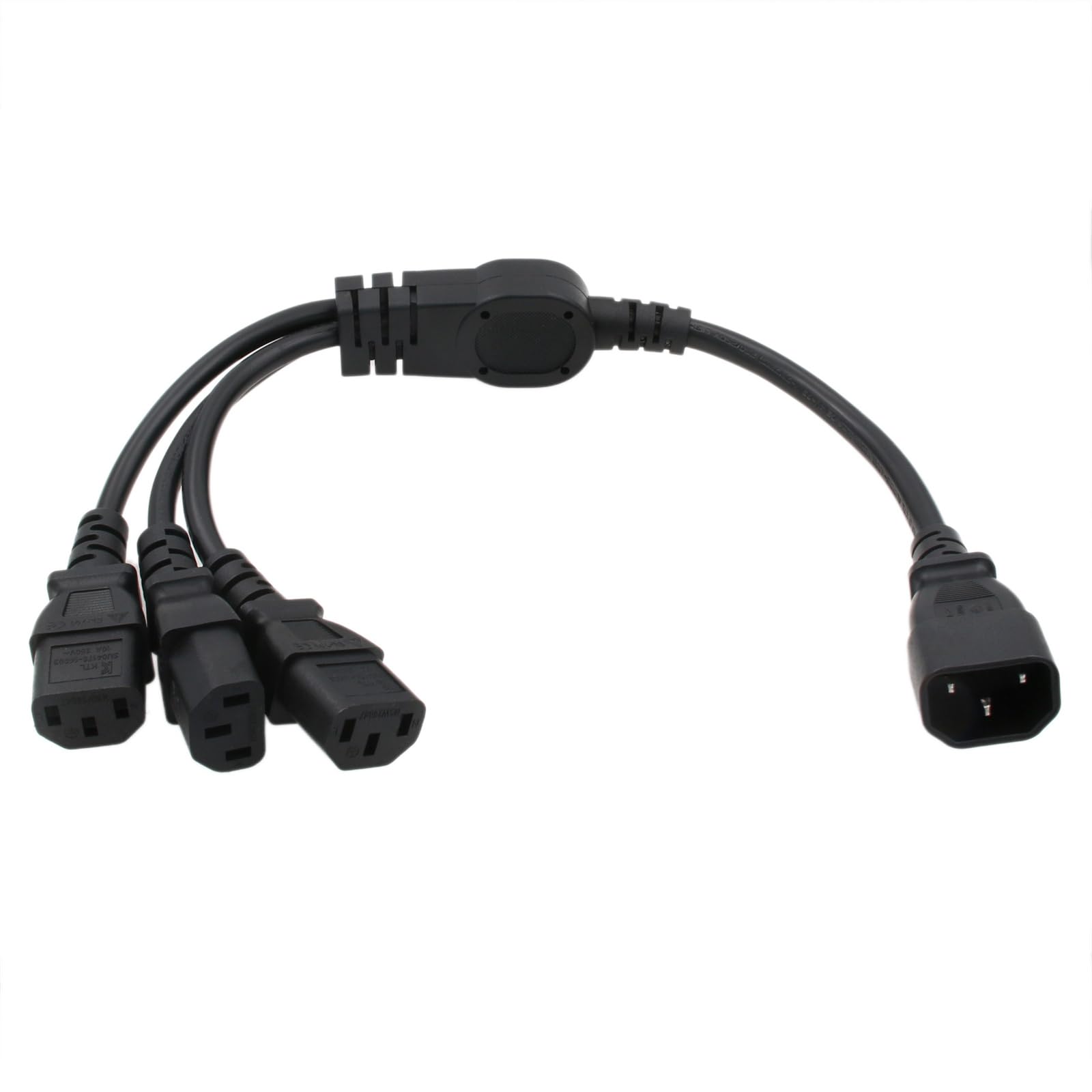 HTCable UPS PDU Computer Power Splitter Kabel C14 auf 3 x C13 10A 250V 30cm Verlängerungskabel (C14-3xC13 30cm)