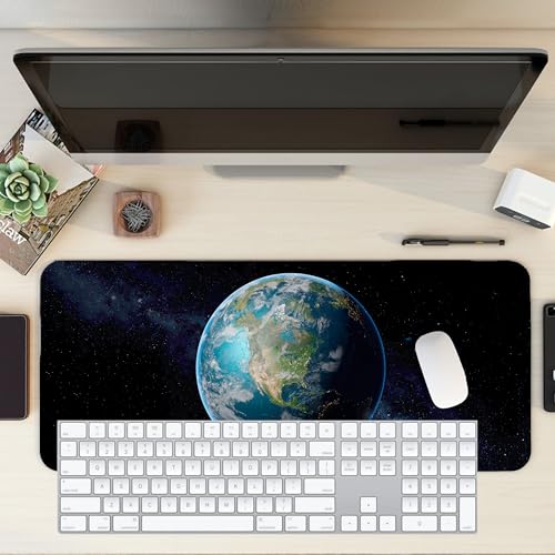 Image of Earth Combo XL Extended Gaming Mouse Pad | XXL Large Desk Mat 60x30cm for Laptop & PC | Non-Slip Rubber Base, Waterproof, Durable & Smooth Surface | Office, Gaming & Study, asthetic