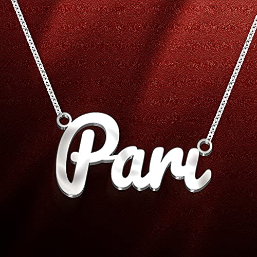 Image of Pari Cursive Gold & Silver Name Pendant Necklace, Best Jewelry Gift for Girls.