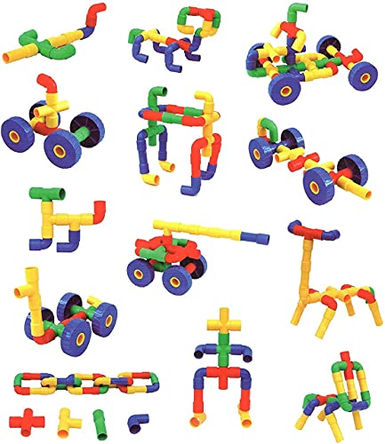 Image of GRANTH Educational Play and Learn Plastic Building Block Set Pipes Puzzle Set - Blocks for Kids | 56 Pieces | - Blocks Toys and Games for Kids(Multi Coloured)