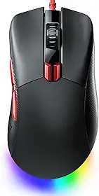 EKSA Mouse para jogos, sensor óptico de 16000 DPI, 8 botões programáveis, mouse para jogos com fio RGB, mouse para jogos FPS/MOBA leve para computador Windows PC/Mac