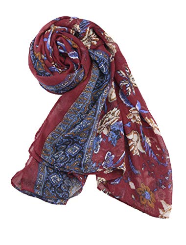 uxcell Large Balinese Yarn Floral Print Scarves Beach Shawl Vintage Style Swimwear Wraps for Women2