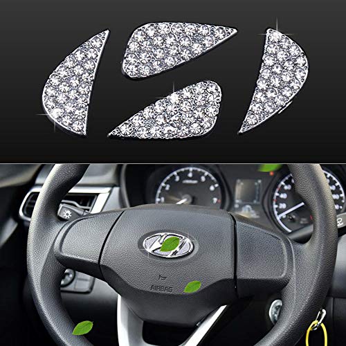 Steering Wheel Bling Crystal Emblem, Shiny Accessories Parts Logo Sticker Badge Decals Covers Interior Decorations (Fit Hyundai)