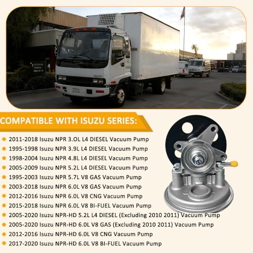 Bomba de vacío 904-862 compatible con Isuzu NPR y NPR-HD (1995-2020), reemplazo directo para motores L96, LQ4, LY6, L31 y L05 miniatura 2