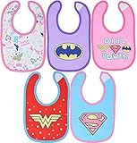 DC Comics Justice League Baby Girls 5 Pack Bibs Wonder Woman Supergirl Batgirl