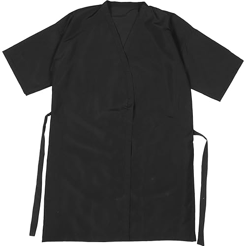 Lurrose Vestido de cliente de salón Batas Cabo Peluquería Corte de pelo Smock para clientes Estilo Kimono (negro)