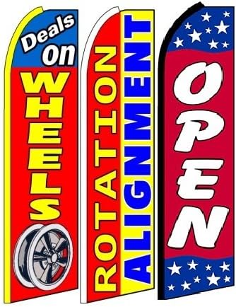 OnPoint Wares Deals+on+wheels+,+rotation+alignment Open King Feather Flag Sign- Pack of 3 (Hardware Not Included)