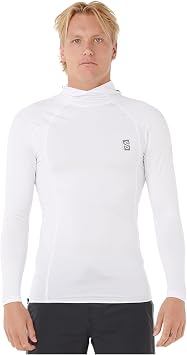 Rip Curl 2026 Mens Search UPF Performance Hooded Long Sleeve Rash Vest 16IMRV - White