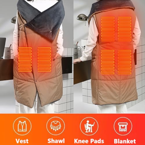 Cobertor aquecido multifuncional (54,3 x 48 polegadas), aquecedor de corpo aquecido por USB, conexão