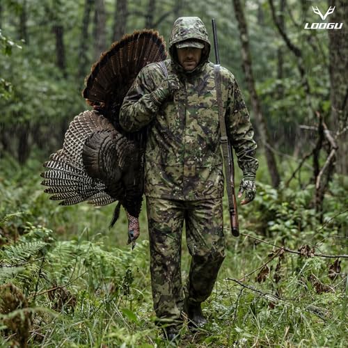 Image of LOOGU Men's Rain Suit - Rain Gear for Men Waterproof, Lightweight Rain Coat, Breathable Mens Rain Jackets Hood and Pants