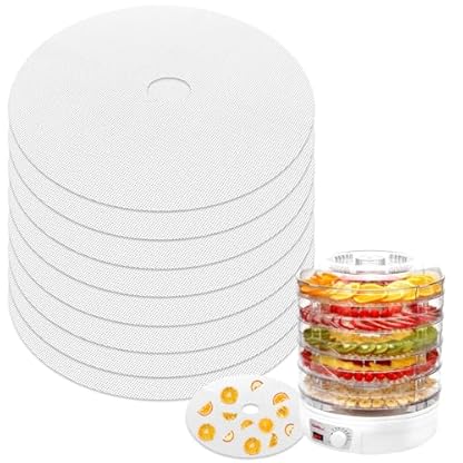 YUWJOOWEE 8 Stück Dörrfolie für Dörrautomat, BPA-Frei Dörrgerät Silikon Dehydrator Blätter, Wiederverwendbare Dampfmatten Netzfolie für Obsttrockner, Fruchtleder Matte