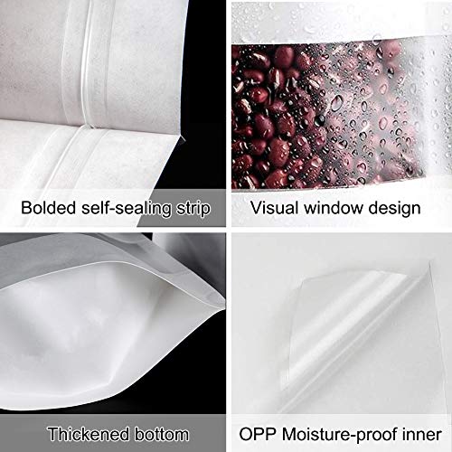 Stand Up Pouch Bags, 100 Pack Kraft Pouch with Tear Notch and Matte Window, Heat Sealable Zip Lock Food Storage Bag (5.5Wx7.8L, 100) - Thumbnail 7