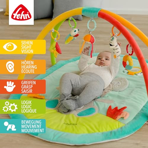 Fehn 3-D-Activity-Decke Koala – Erlebnisdecke mit Spielbogen & abnehmbaren Spielzeugen zum Greifen – Spieldecke für Babys und Kinder ab 0+ Monaten – Krabbelmatte als Geschenk zur Geburt