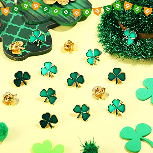 Image of Ferreve 150 /200 Pcs St. Patrick's Day Lapel Pin Bulk Shamrock Pins Enamel Green Three Leaf Clover Irish Brooches Gift for Parade Women Men