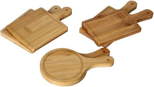 Mini Serving Trays with Handle, Set of 3 | Round & Square Shapes, Hanging Hole