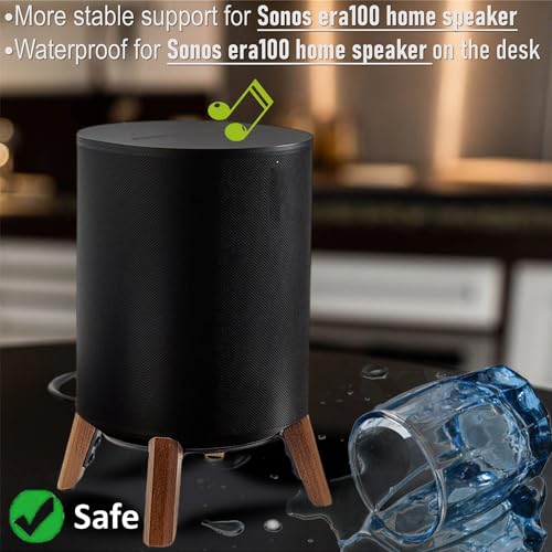 Image of Real Wood Stand Compatible for Sonos Era 100,Era 100 SL Speaker,Tripod Desk Mount for Better Speaker Sound, Stable Sturdy Wooden Holder for sonos era100 Alexa Enabled Smart Speaker (Walnut)