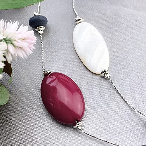 Firstmeet 2 Layer Statement red and black Beads Long Necklace4