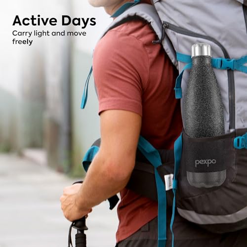 Image of Go24 pexpo Steel Water Bottle 1 Litre (Pack of 2) | Hot and Cold Flask | ISI Certified Stainless Steel | 3 Layer Insulation | Leakproof | for Home, Office | 2-Year Warranty | Electro 980ml | Black