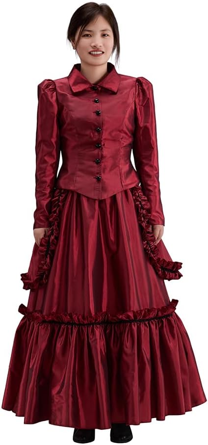 CosplayDiy Victorian Red Dress for Women Civil War Ball Gown Edwardian Dress Historical Costume
