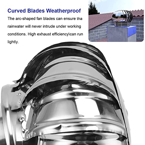 DUYULIANG Roof Wind Turbines Cap Vent Round, Stainless Steel Exhaust Cap Roof Flue Vent 15.7" ~ 4.3" Air Vent Outlet Roof Ventilator, Easy to Install, Galvanized Bracket, Unpowered Rotation