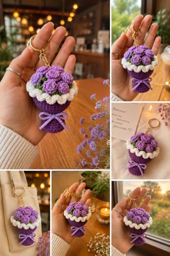 Image of Handmade Crochet Sunflower Keychain for Women & Girls, Cute Yellow Flower Key Ring Charm, Soft Yarn Knitted Gift, Bag Charm, Car Key Holder, Aesthetic Handmade Floral Accessory