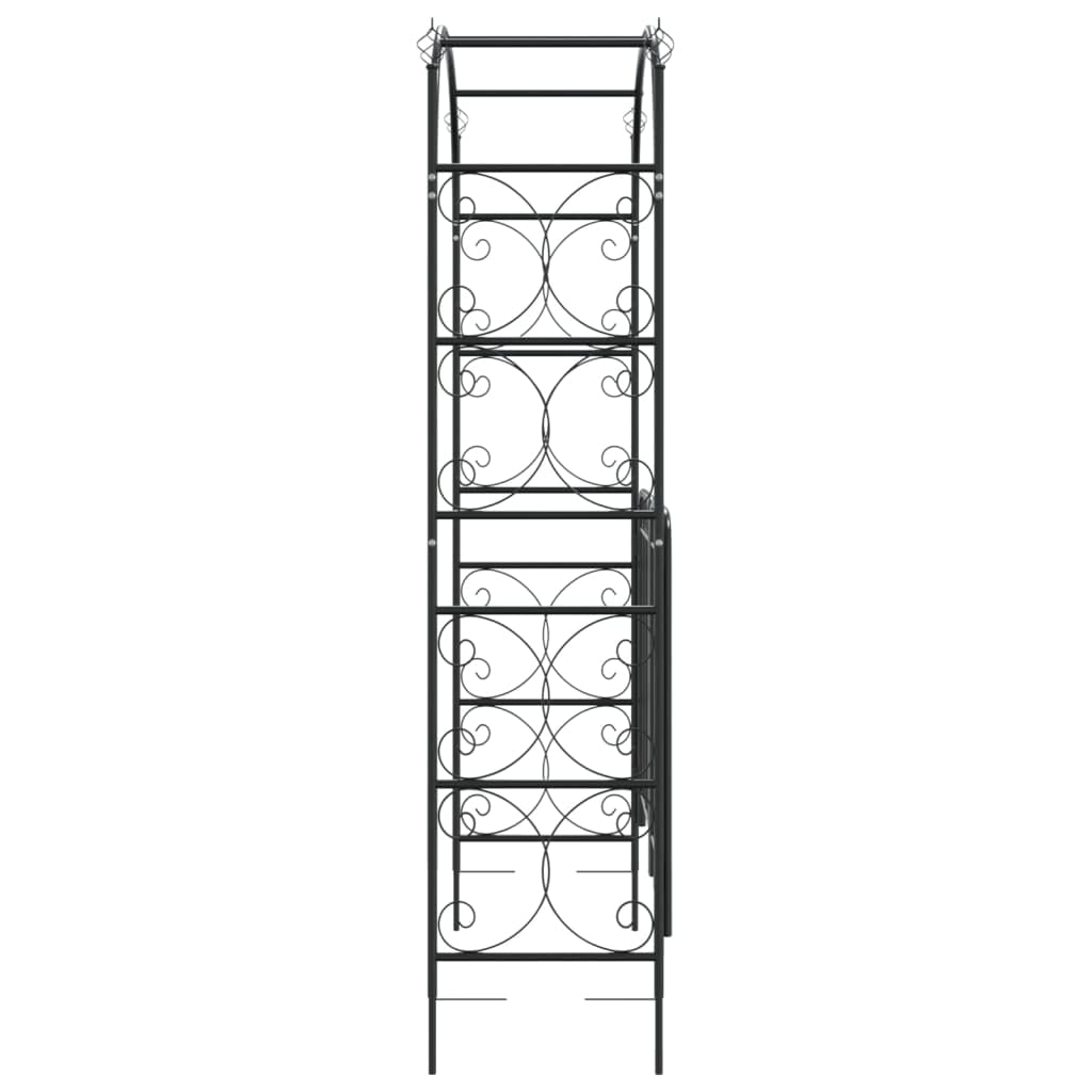 Arco da giardino in acciaio con cancello, verniciato a polvere, 108 x 45 x 235 cm, nero, chiudibile, robusto telaio per piante rampicanti, versatile come ingresso o decorazione per esterni