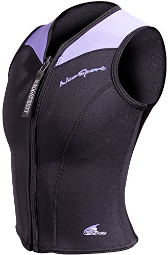 NeoSport Chaleco de Neopreno para Mujer 2.5mm con cremallera frontal - Negro/Púrpura, talla 10 miniatura 2