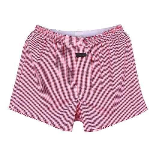 Generic Men's Cotton Relaxed Fit Plus Size Trendy Boxer shorts,Plaid Stretch Comfy Breathable Cool Soft Home Sleeping Shorts