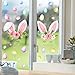 Autocollants de Fenêtre de Pâques,Coloré Autocollants de Fenêtre Lapin Fleur de Pâques,Amovibles Stickers Muraux Oeufs de Pâques Décoration,Decalcomanie Pâques pour Chambre D'Enfant Porte Fête Décor